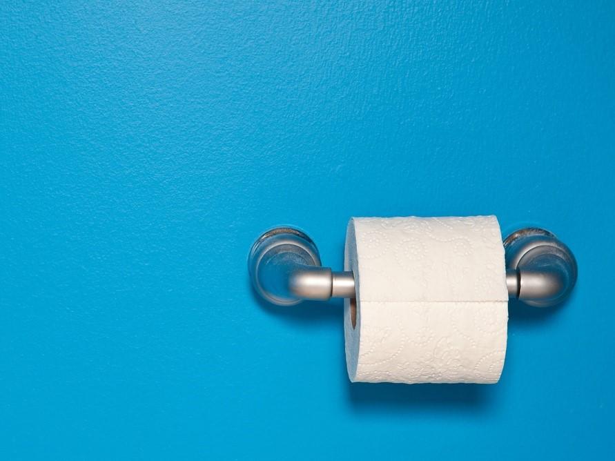 toilet roll on blue background