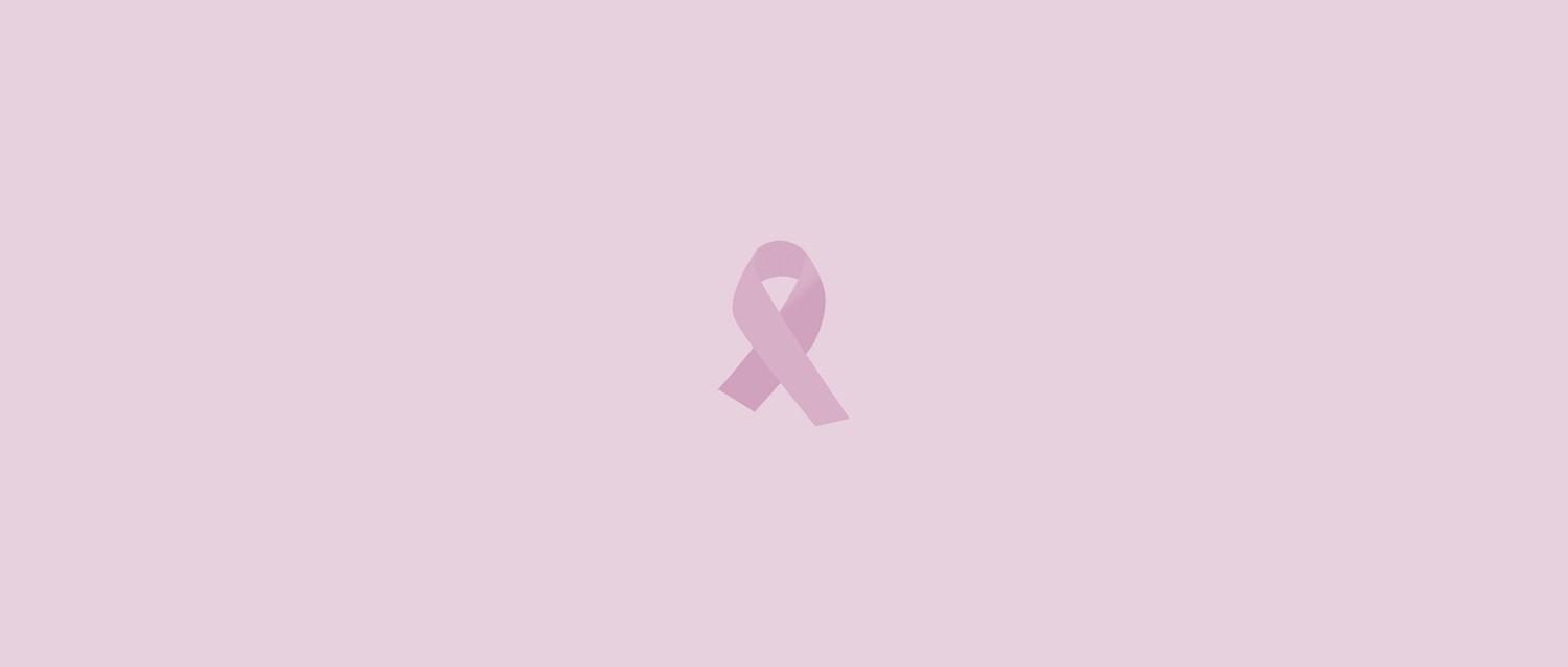 Pink awareness ribbon symbol centered on a light pink background, representing breast cancer awareness.